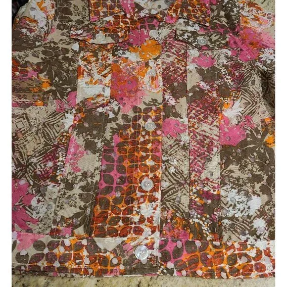 Lot of 2 Christopher Banks Sz M Button Up Jacket Blazer Pink Floral Lightweight - Picture 15 of 16